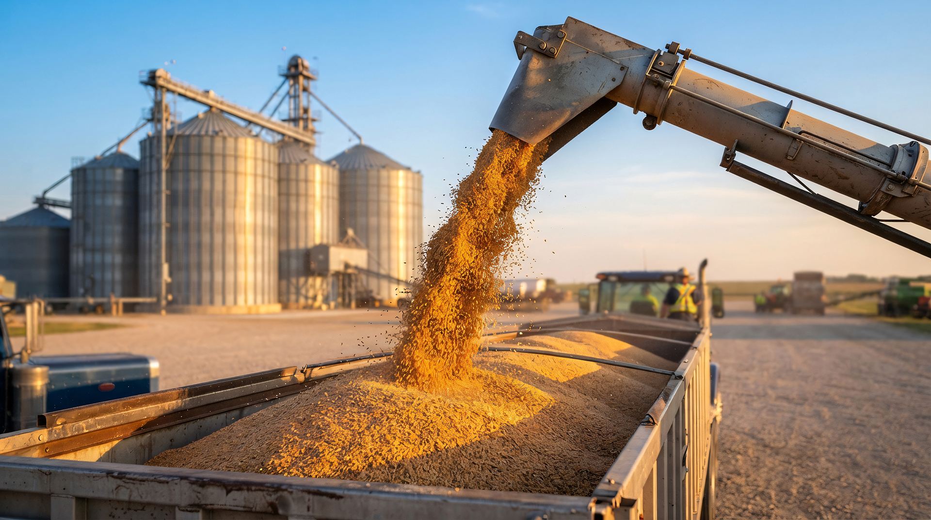 grain truck getting filled with wheat