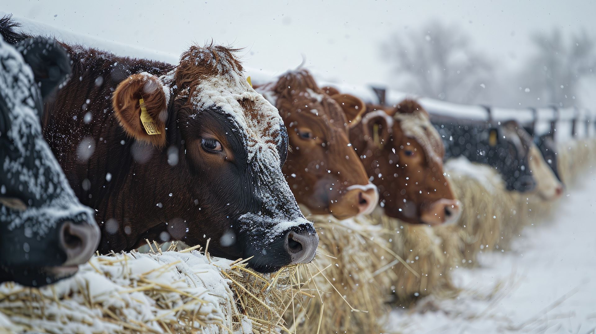 cattle eating hay
